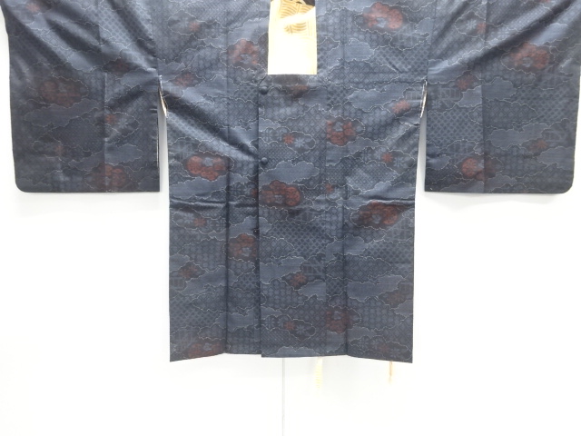 JAPANESE MICHIYUKI COAT / DORO OSHIMA TSUMUGI / WOVEN FLOWER CLASSICAL PATTERN